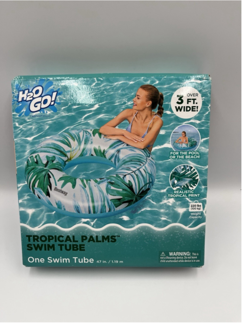 SUMMER POOL FUN Bestway H2O Go Tropical Palms Swim Ring Pool Float 47" NEW NIB